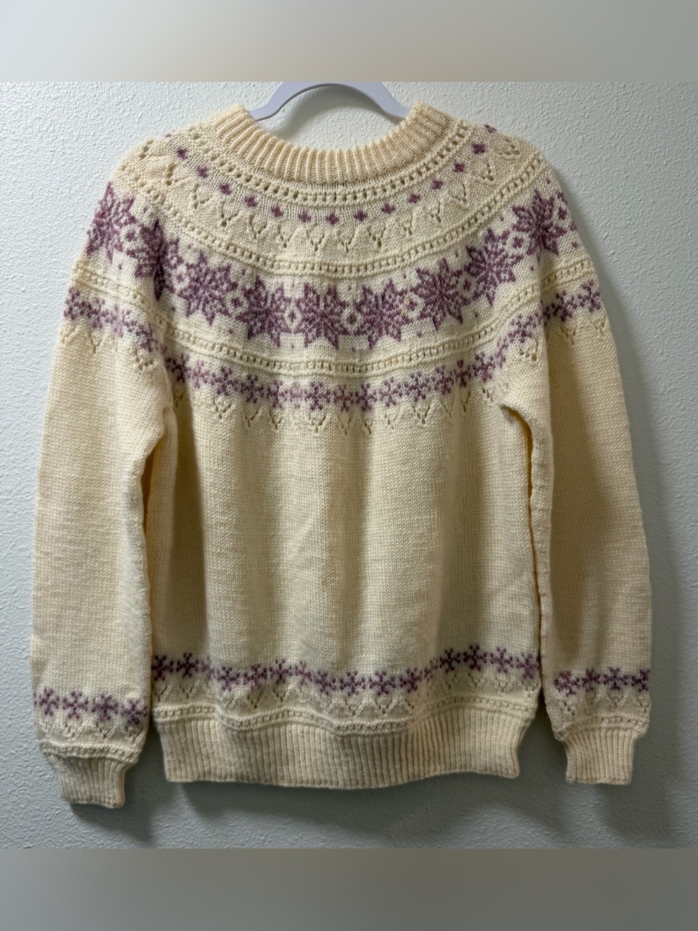 Dale of Norway Wool Fair Isle Knit Sweater Cardigan Snowflake Womens Medium